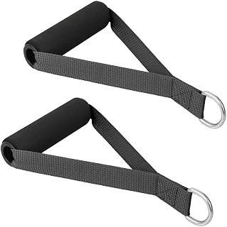Ajro Deal 2 Pieces Exercise Handles Cable Machine Attachments Resistance Bands Handles Grips Fitness Strap Stirrup Handle Cable Attachment for Yoga Exercise Workout Gym Resistance Training