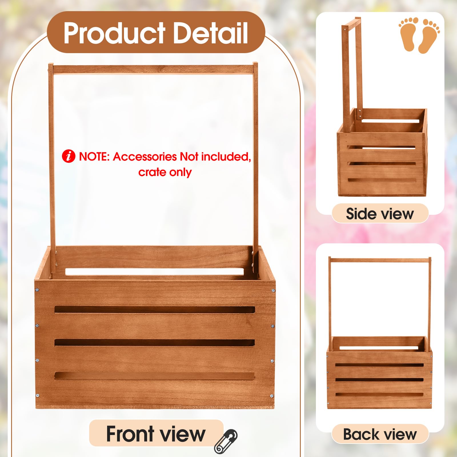 Suzile Caja de madera para baby shower, cesta de regalo, banco de arcilla | Perchero para ropa de bebé con asa, caja de almacenamiento para revelación de género para niños y niñas recién nacidos