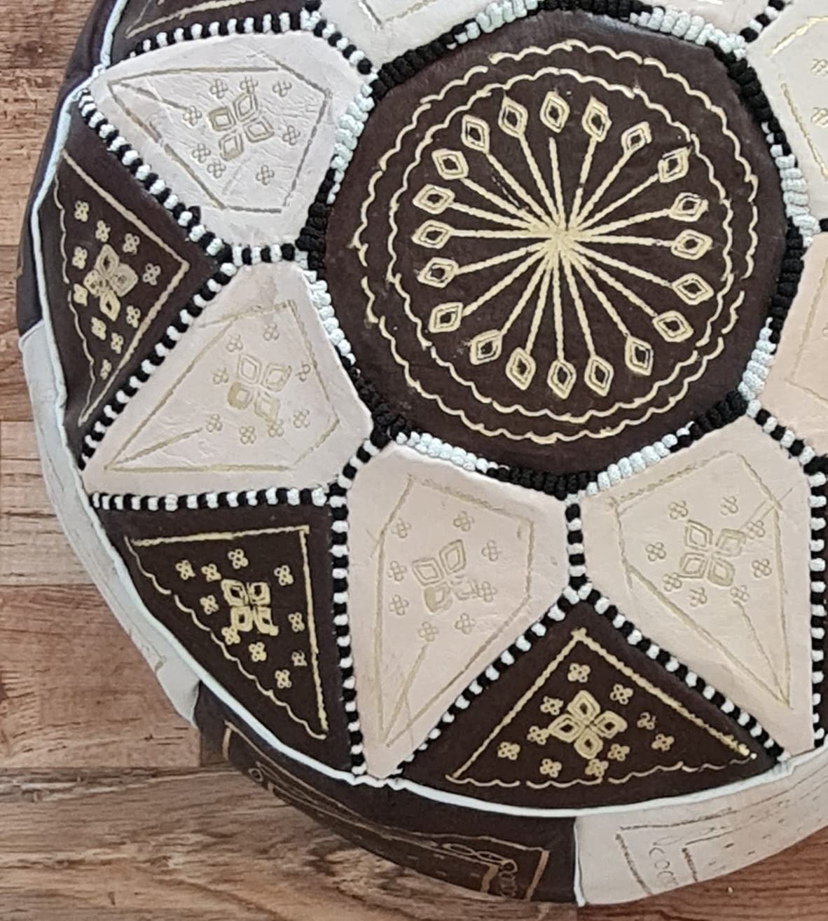 Marokkanischen Leder Pouf Hocker,Marrakech Galerie Handgefertigt Leder Poufs,Boden Sitzkissen Ungefüllt 22''X 14'',Für Wohnzimmer Schlafzimmer Hochzeit-Schwarz 55 x 35 cm / 22''x 14''in (Diameter x