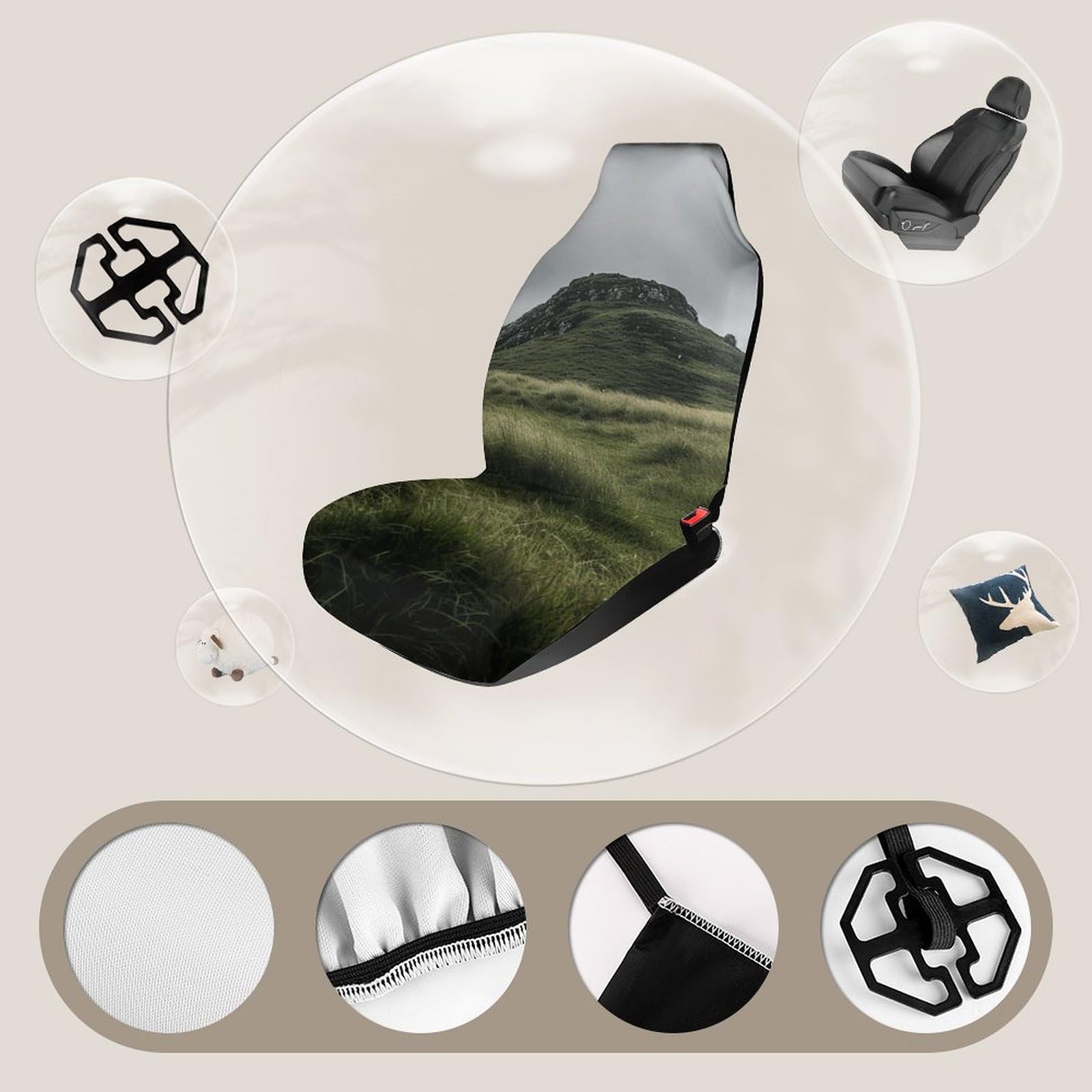 Autositzbezüge Berglandschaft - 2-tlg. Set Waschbar & Rutschfest