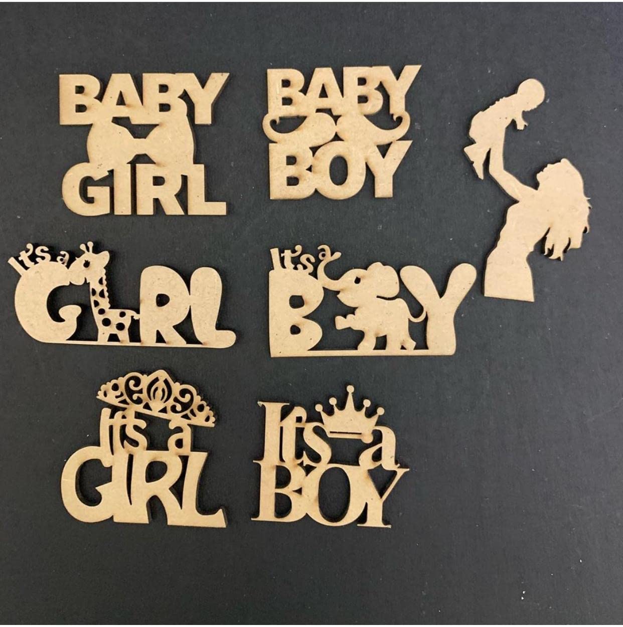 G2g Craft Supplies Baby Girl & Boy Wooden Embellishments for Scrapbooking, DIY Crafts, MDF Cutouts for Shower, Nursery Decor, and Craft Projects