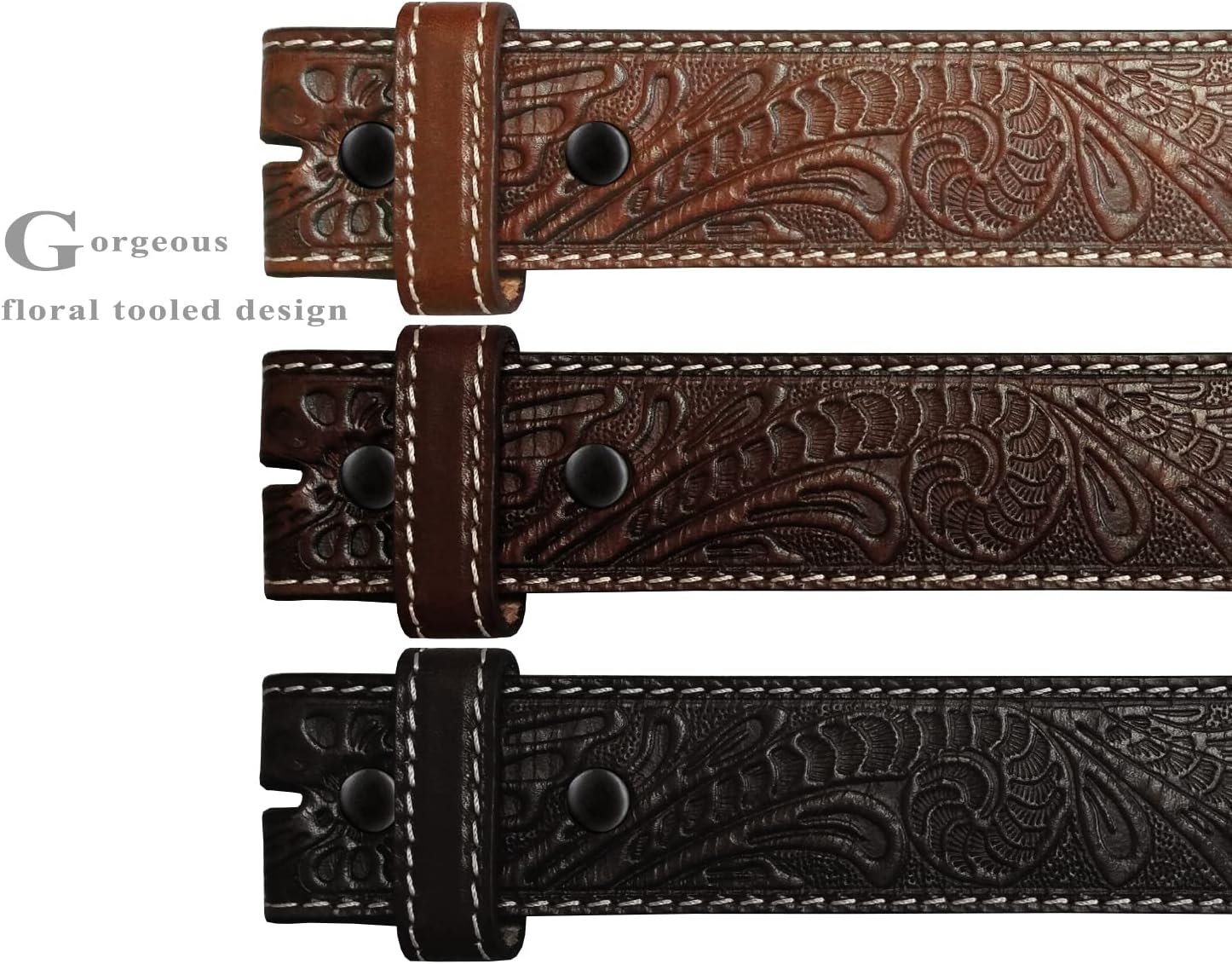 Genuine Full Grain Western Engraved Tooled Leather Strap or Belt 1-1/2" Wide - Image 4