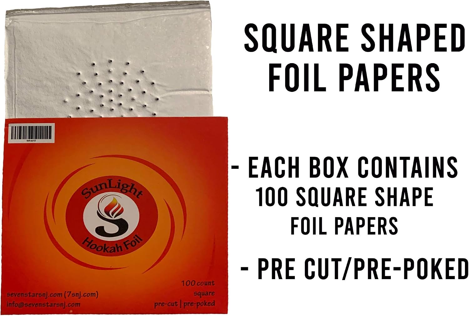 Hookah Square Foil | Pre-Poked Foil | 100 Heavy Duty Long Lasting Sheets | Premium Quality Thick Foil