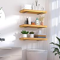 Vista 6 de 8 Pack - 14 inch Black Hidden L Shelf Bracket (1/5 Inch Thicked) Iron Floating Shelf Brackets Rustic Industrial Metal Brackets for Shelf Support