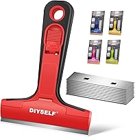 DIYSELF Razor Blade Scraper Tool Kit with 10pcs 4-Inch Blades - Removes Stickers, Paint, Labels from Glass, Stoves, Windows & More