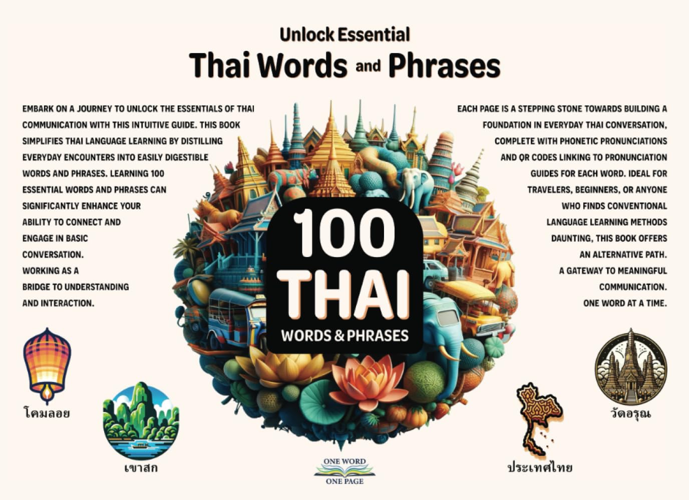 Thai Language Learning Made Simple | One Word One Page: Everyday Thai Words: The First Step to Learning 100 Fundamental Words & Phrases with QR Codes to Audio Pronunciation Guides