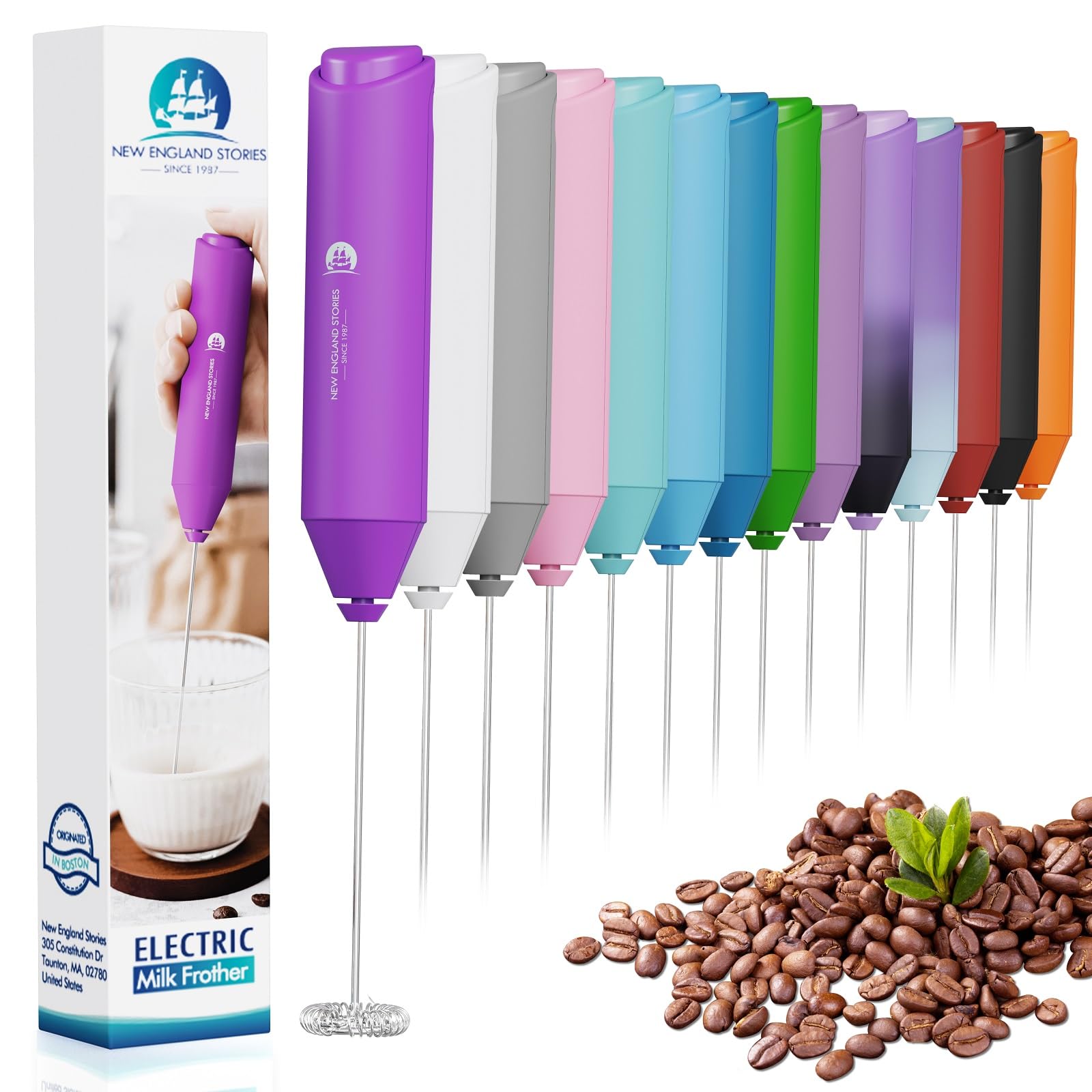 Mousseur à lait électrique à piles, fouet, mousseur pour café, cappuccino, latte, matcha, chocolat chaud, mini mélangeur de boissons, sans support, orchidée foncée