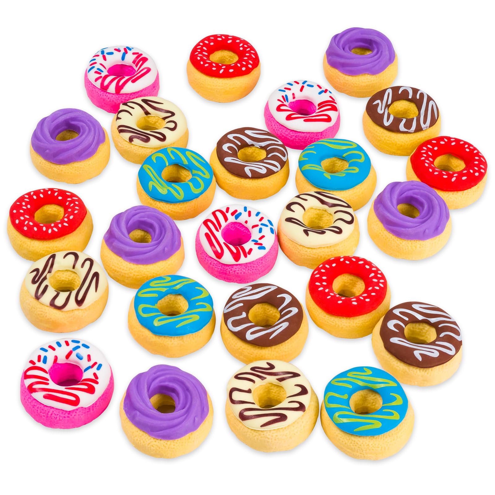 YGAOHF Donut Erasers, 25 Pieces, 3D Cute Food Erasers | Novelty Pencil Erasers, Candy Party Favor Gift Filling, Art Supplies