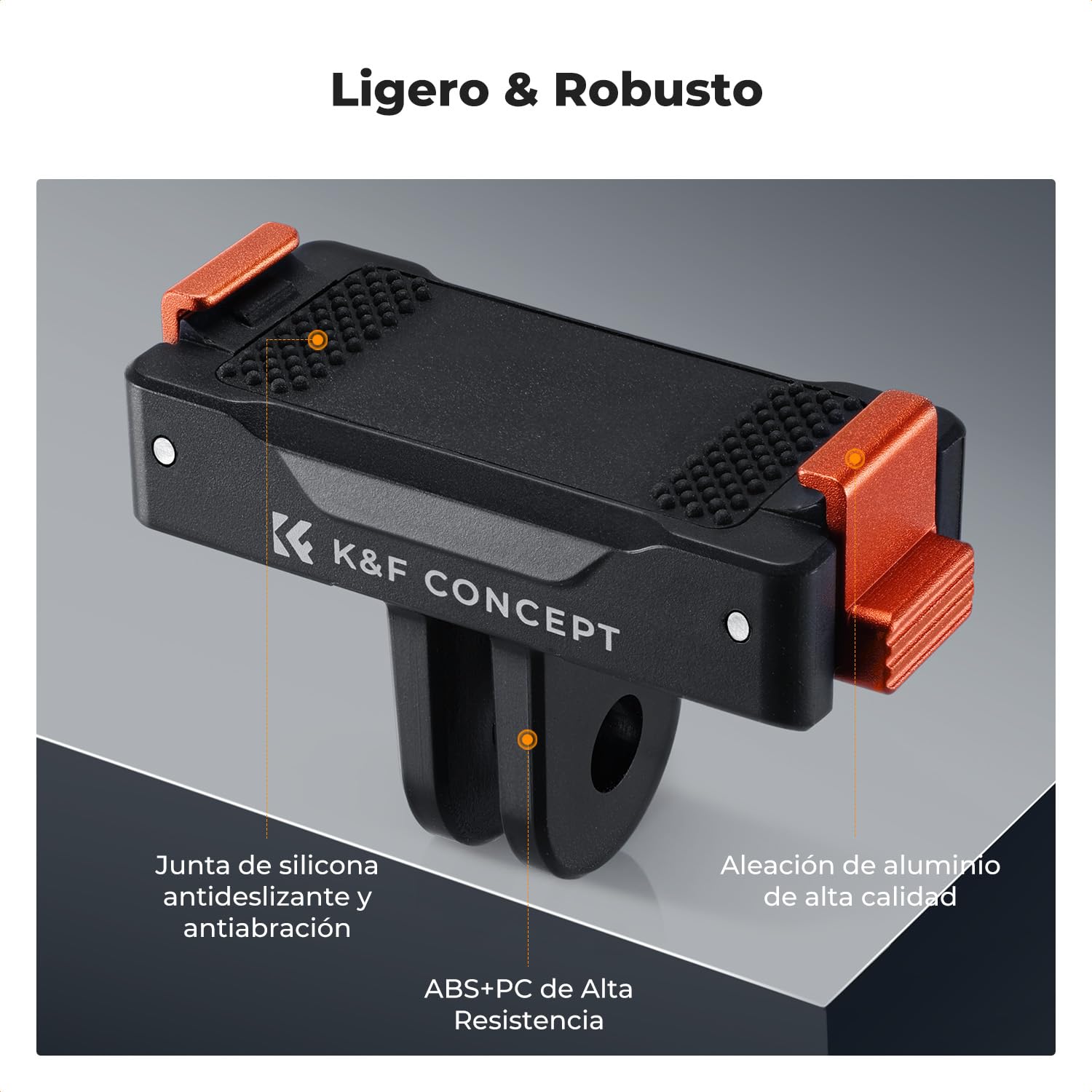 K&F CONCEPT Pack de 2 Adaptadores Magnéticos Compatible con dji Osmo Nano/Action 6 | Base de Extensión con Adaptador 1/4" y Hebilla Rápida para Trípode | Accesorios para Vlogging