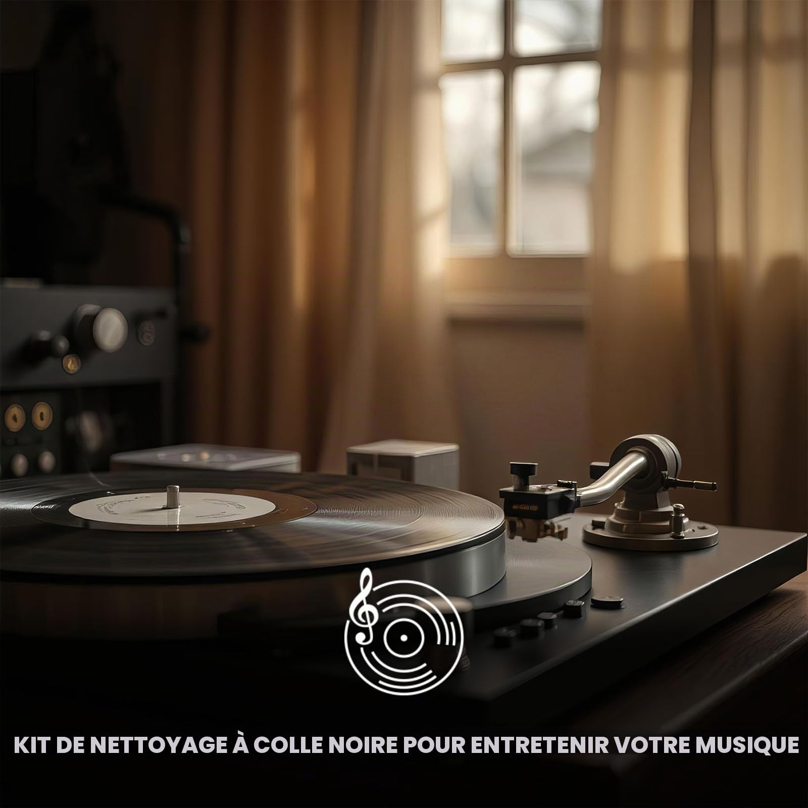 Kit de nettoyage de disques vinyles - Accessoires pour tourne-disque vinyle - Comprend une brosse en velours doux, une solution de nettoyage, une brosse à stylet et une brosse pour velours