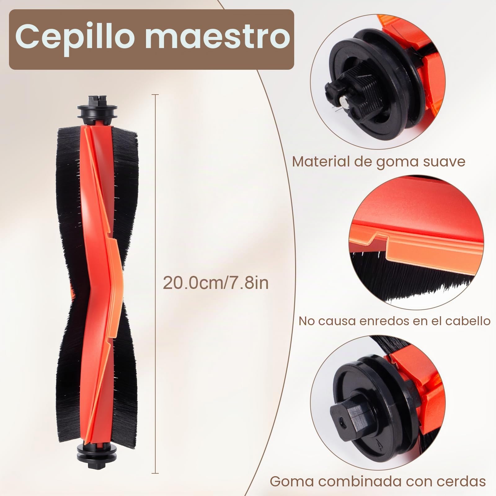 21 Kit de Accesorios de Repuesto para Xiaomi 5/5 Pro Robot Aspirador, 2 Cepillos Principales, 6 Cepillos Laterales, 6 Paños de Repuesto, 2 Filtros, 4 Bolsas para el polvo y 1 Cepillo de limpieza