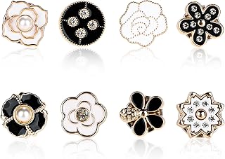 8PCS Hijabs Magnetic Pins, Multi-Purpose Strong Magnets Pins, Pinless Scarf Magnetic Pin, Rhinestones Brooch Small Scarf Clasp Pin for Women Clothes Scarves (Flower Shape)