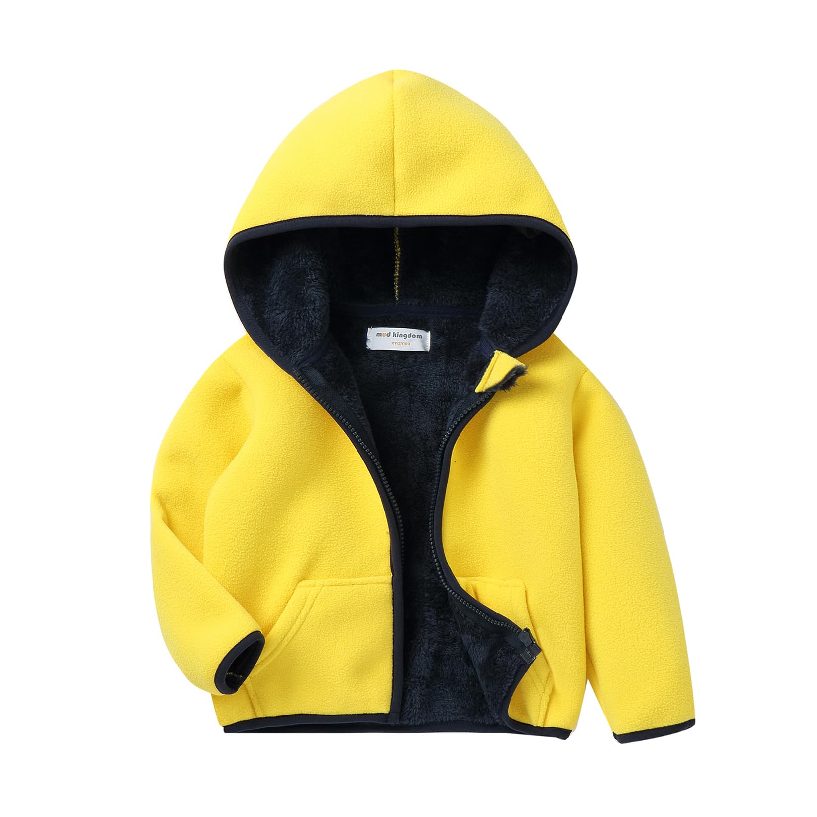 Mud Kingdom Boys Girls Polar Fleece Jacket with Hood Winter Thick Warm Outerwear Funny Cartoon