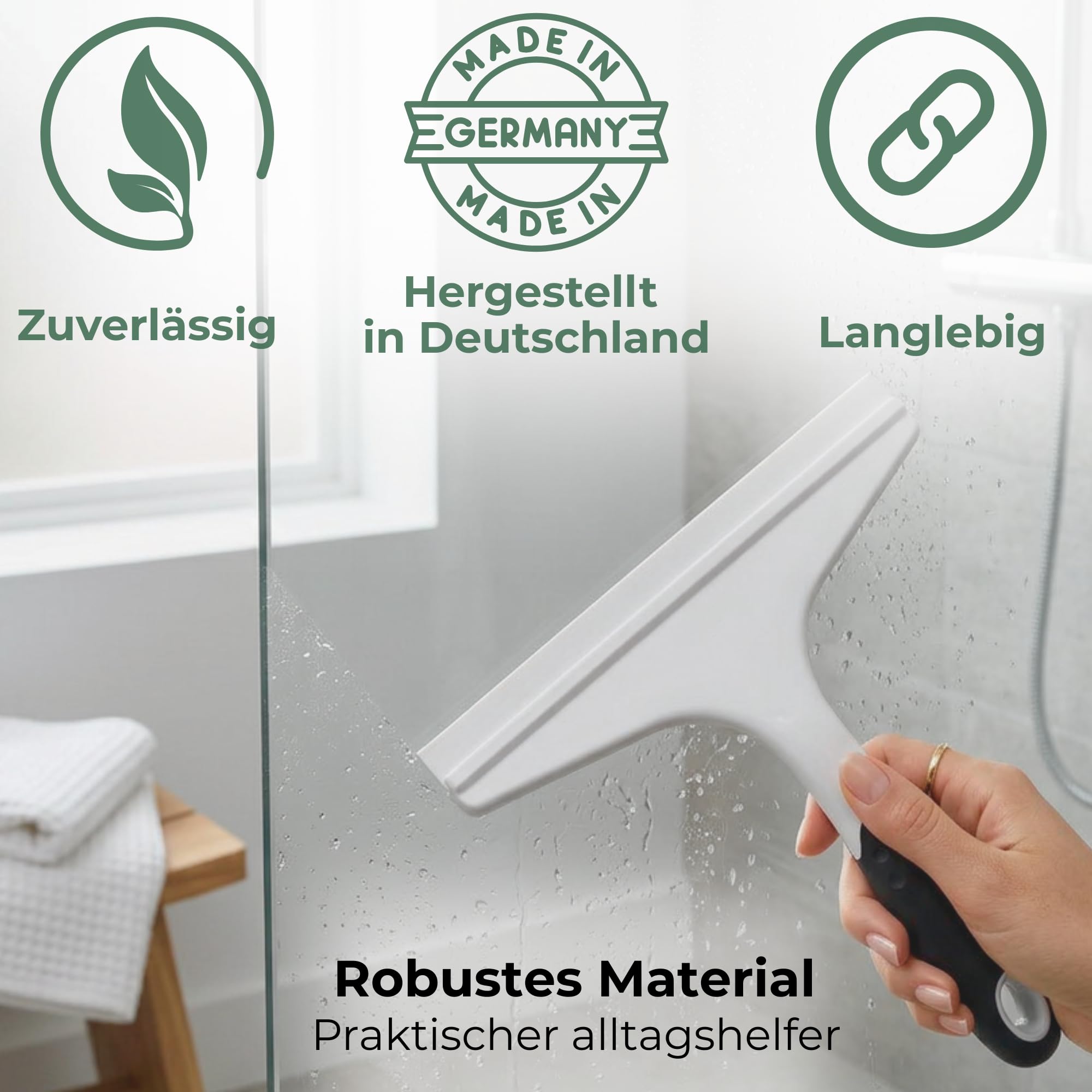 Novaliv 10 x ściągaczka do kabiny prysznicowej 23,5 cm, biała, ergonomiczna rączka, ściągaczka do wody, ściągaczka do szyb łazienka, accressoires