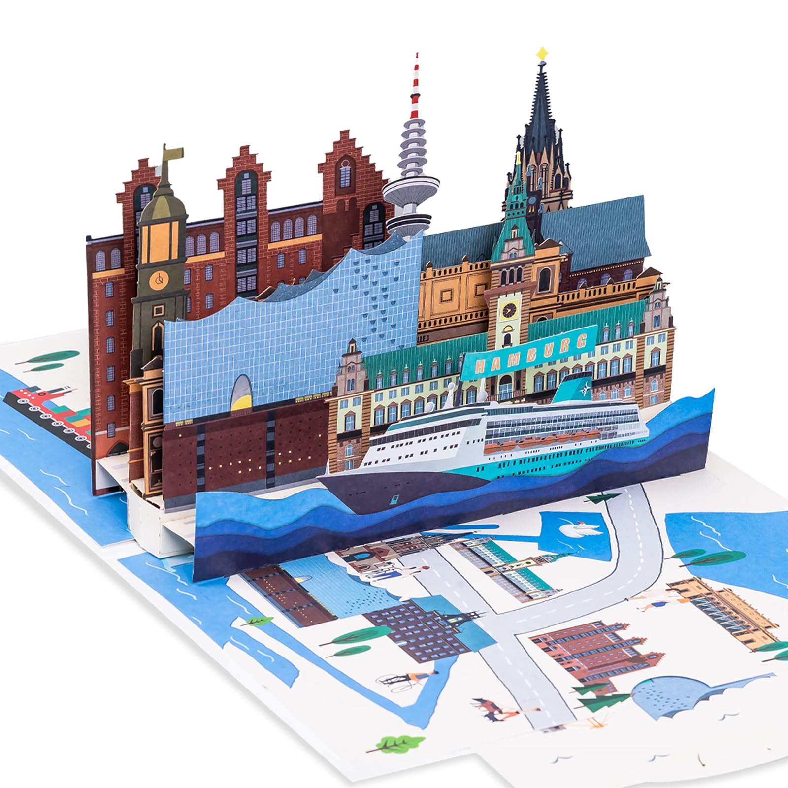 Biglietto Auguri Viaggio Pop Up 3D - Regalo Originale Per Viaggiatori Con Valigia E Monumenti - Foto 2