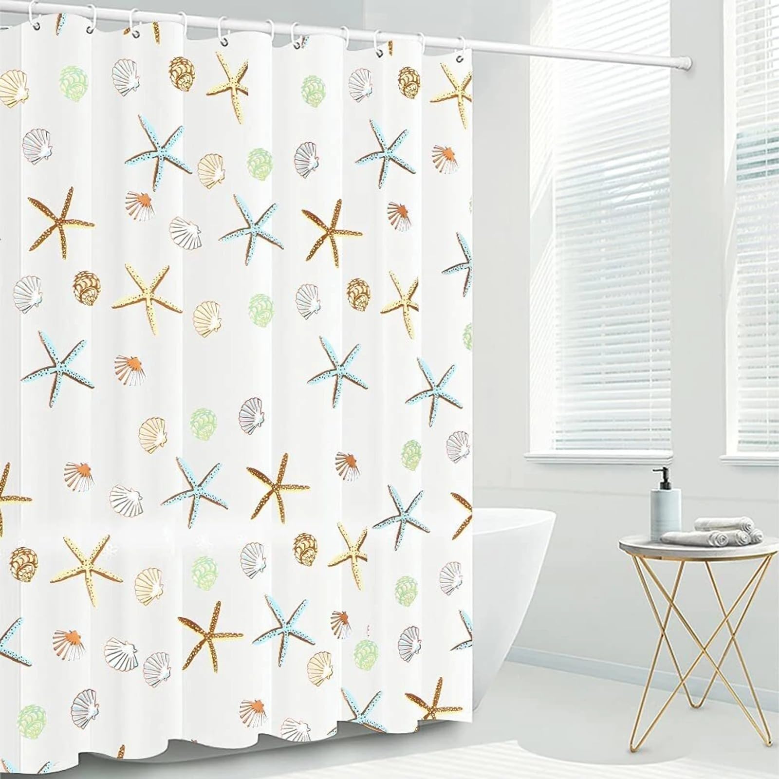 Bathtub Shower Curtains | Modern Stylish Polyester Digital Printed Curtain | Waterproof Fabric Hotel Style Washable Bathtub Curtain | Decorative Bathroom Curtains-image-33