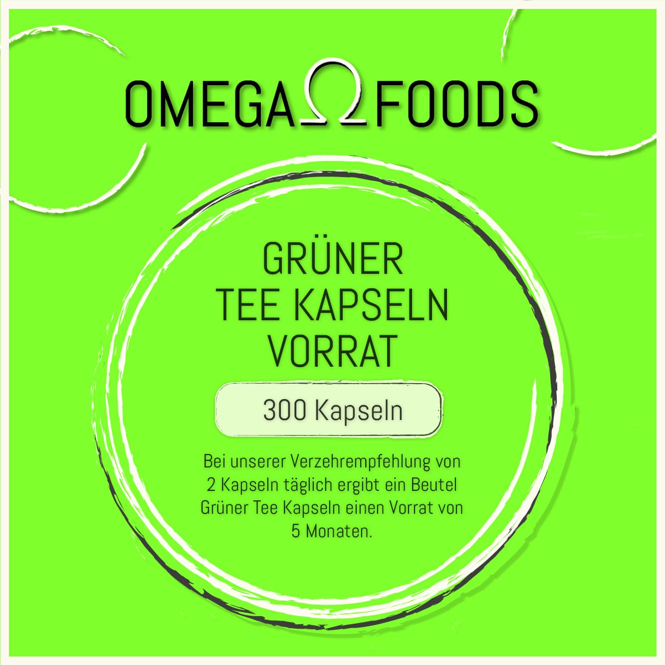 Grüner Tee Kapseln hochdosiert 1000 mg - 300 Grüntee Extrakt Kapseln (Packung mit 2)