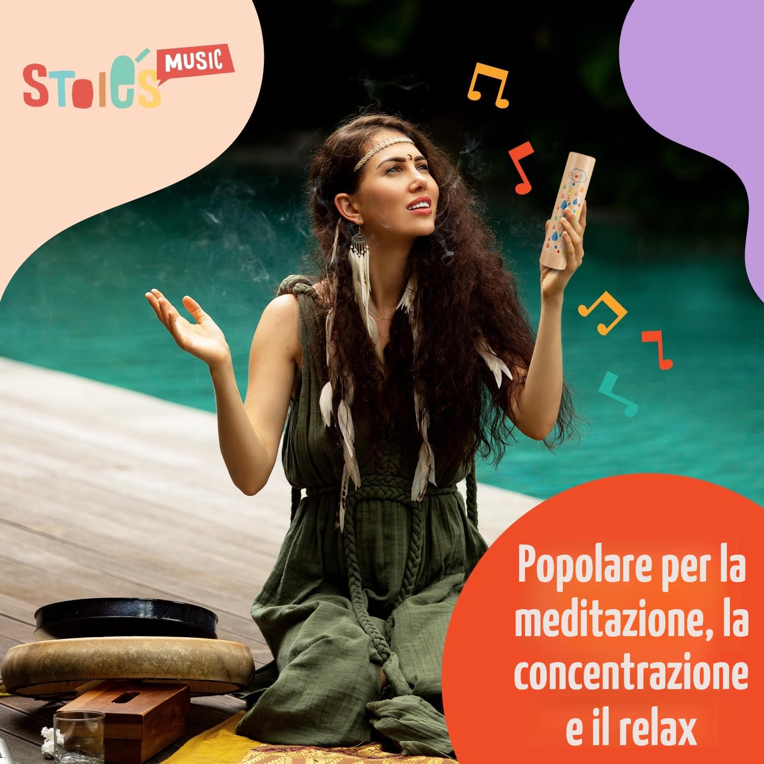 Stoie's Bastone da Pioggia in Legno, Confezione da 1 Pezzo, Giocattolo educativo calmante, Sviluppo precoce, capacità di Ritmo e coordinazione