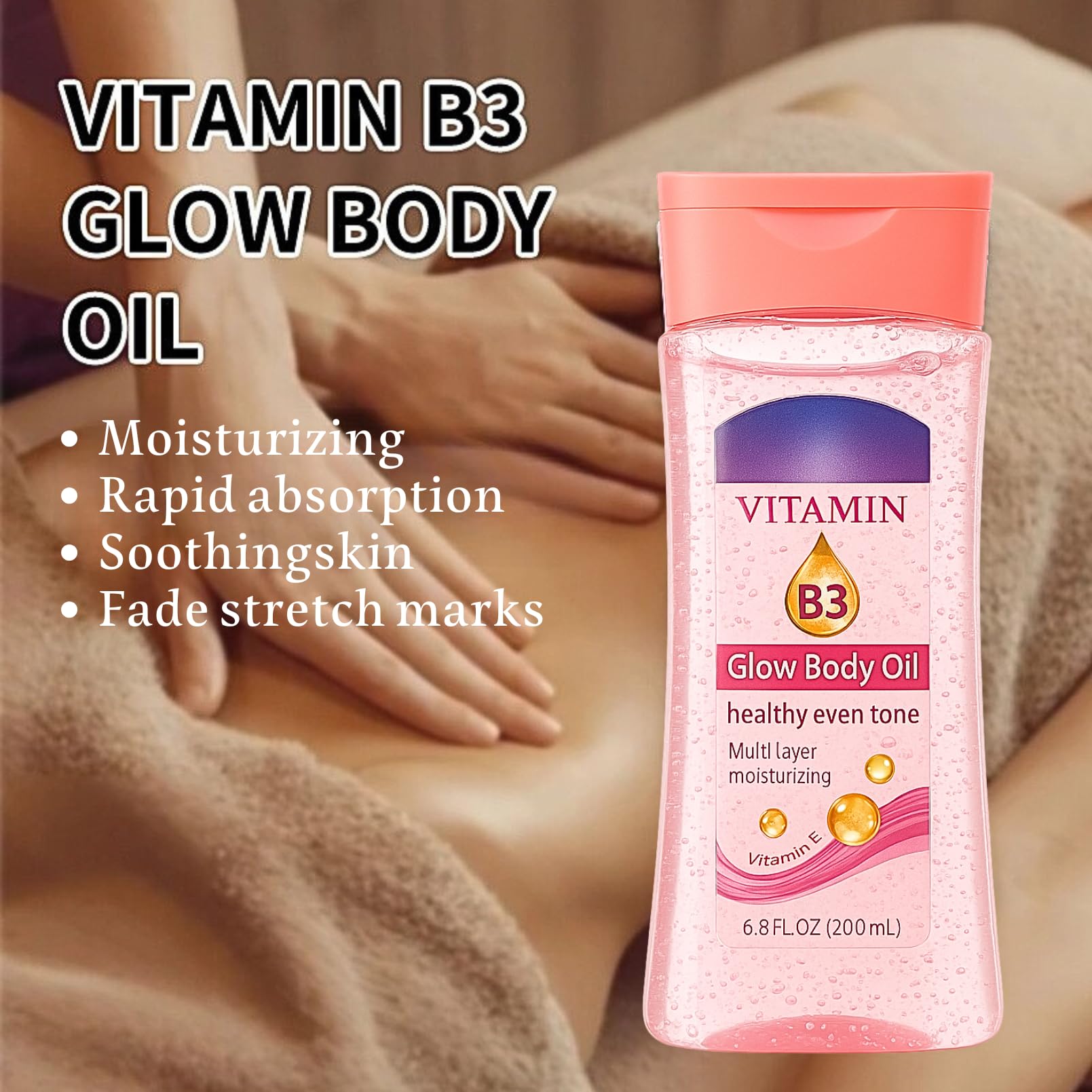 Vitamin B3 Body Oil Gel – Essential Oils For Skin – Glow Body Oil For Women Massage Oil For Back Gua Sha Hydrating Brightening Smoothing Skin Care For Dry Skin 200ml - View #2