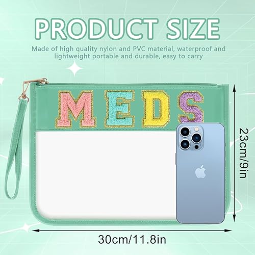 Miniatura 9 de Bolsa de medicamentos con parche de letras transparentes con cremallera, bolsa portátil de viaje para maquillaje y cosméticos para mujeres y niñas,