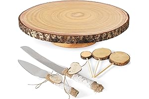 Rustic Wooden Cake Stand Set for Weddings and Events - With Cake...