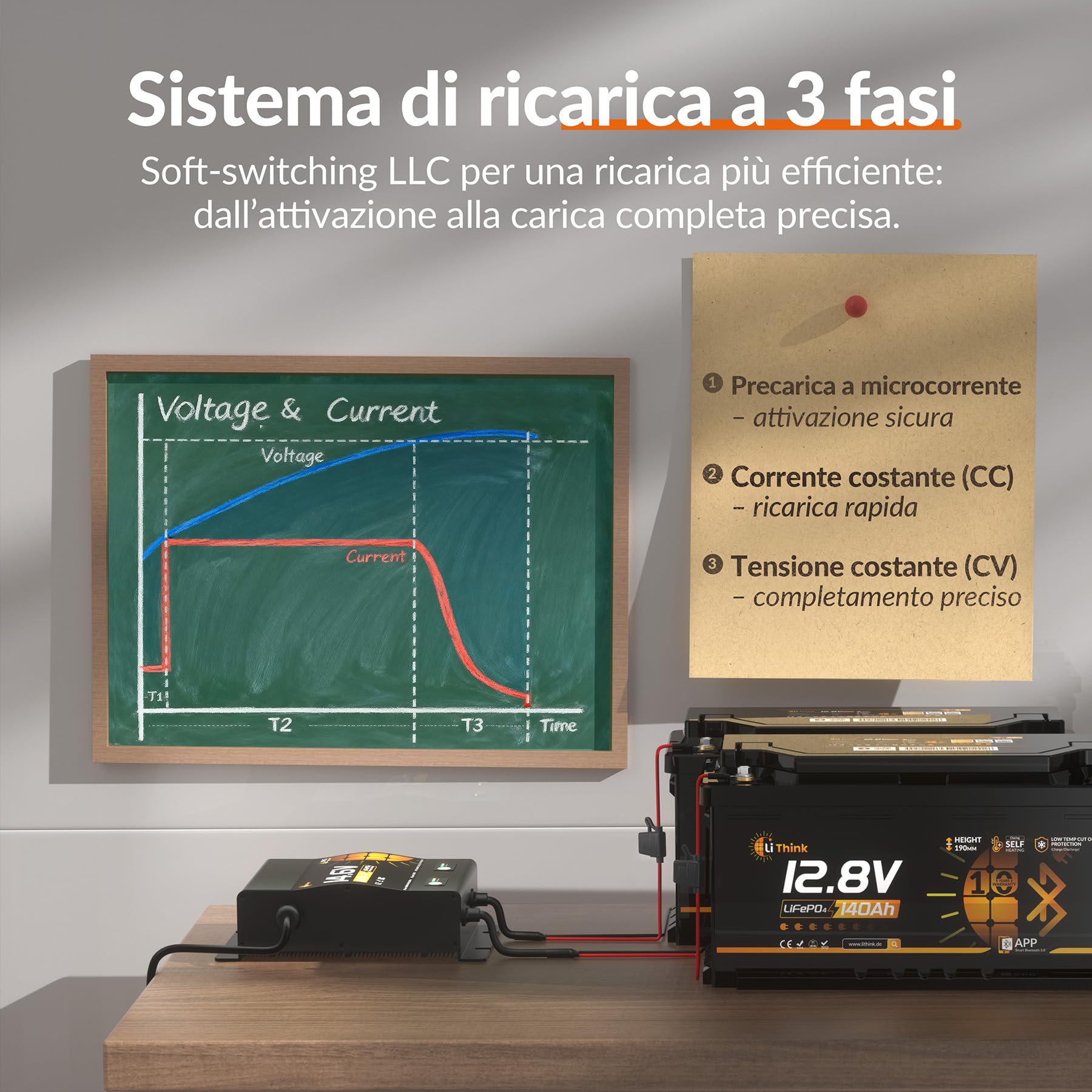Caricabatterie 14,6V 10A a 2 canali, impermeabile IP65