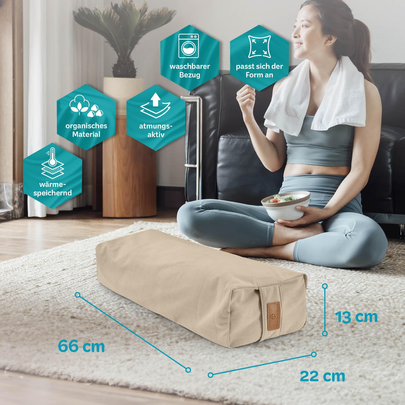 #DoYourYoga Yoga Bolster de pana Paravati con espelta orgánica (KBA)
