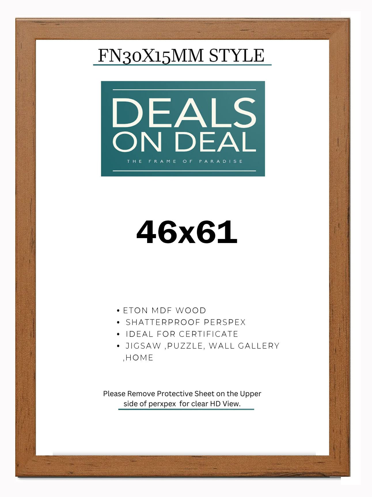 DEALS ON DEAL 46x61cm Picture Frame Solid MDF Wooden Jigsaw Puzzle Poster Frame, High-end Modern Style, Made High Definition Acrylic Front for Wall and Tabletop Photo Display [WALNUT 46x61]