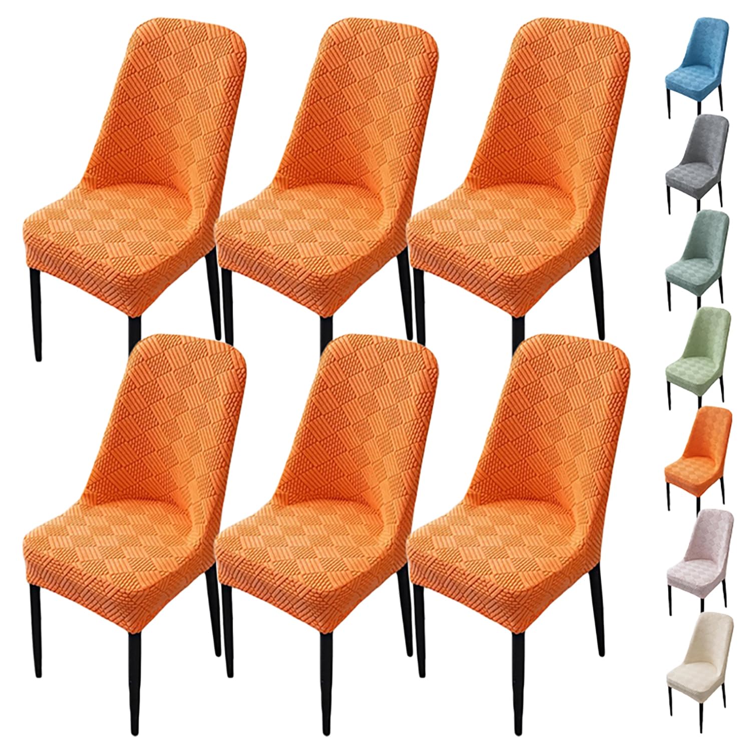 Housse de chaise incurvée extensible et lavable en jacquard épais orange pour protection durable