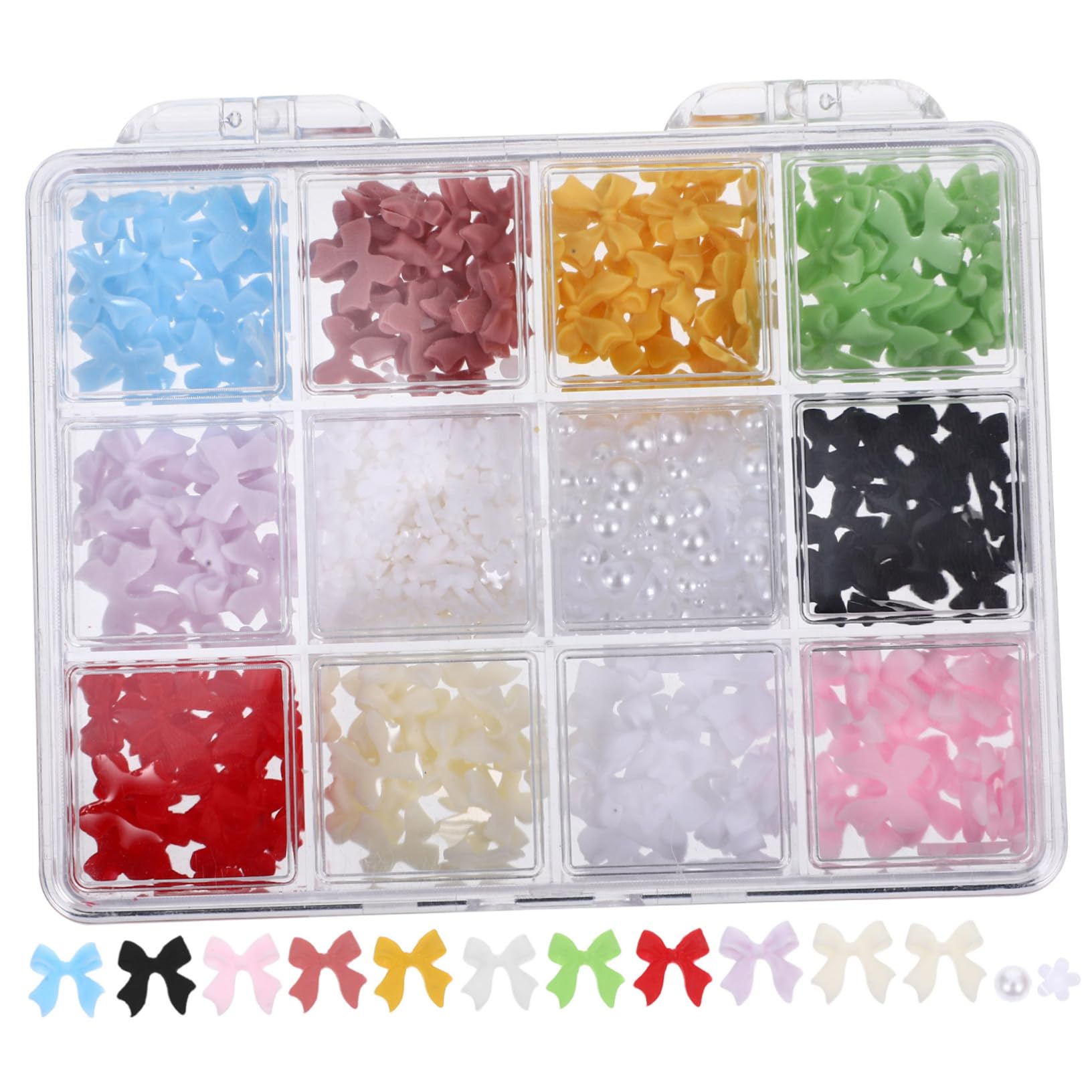 FOMIYES Compartment Mixed Pearl and Bow Nail Art Charm of Decorative Nail Jewels Nail Charms for Creative Nail Designs and Art Supplies for Women