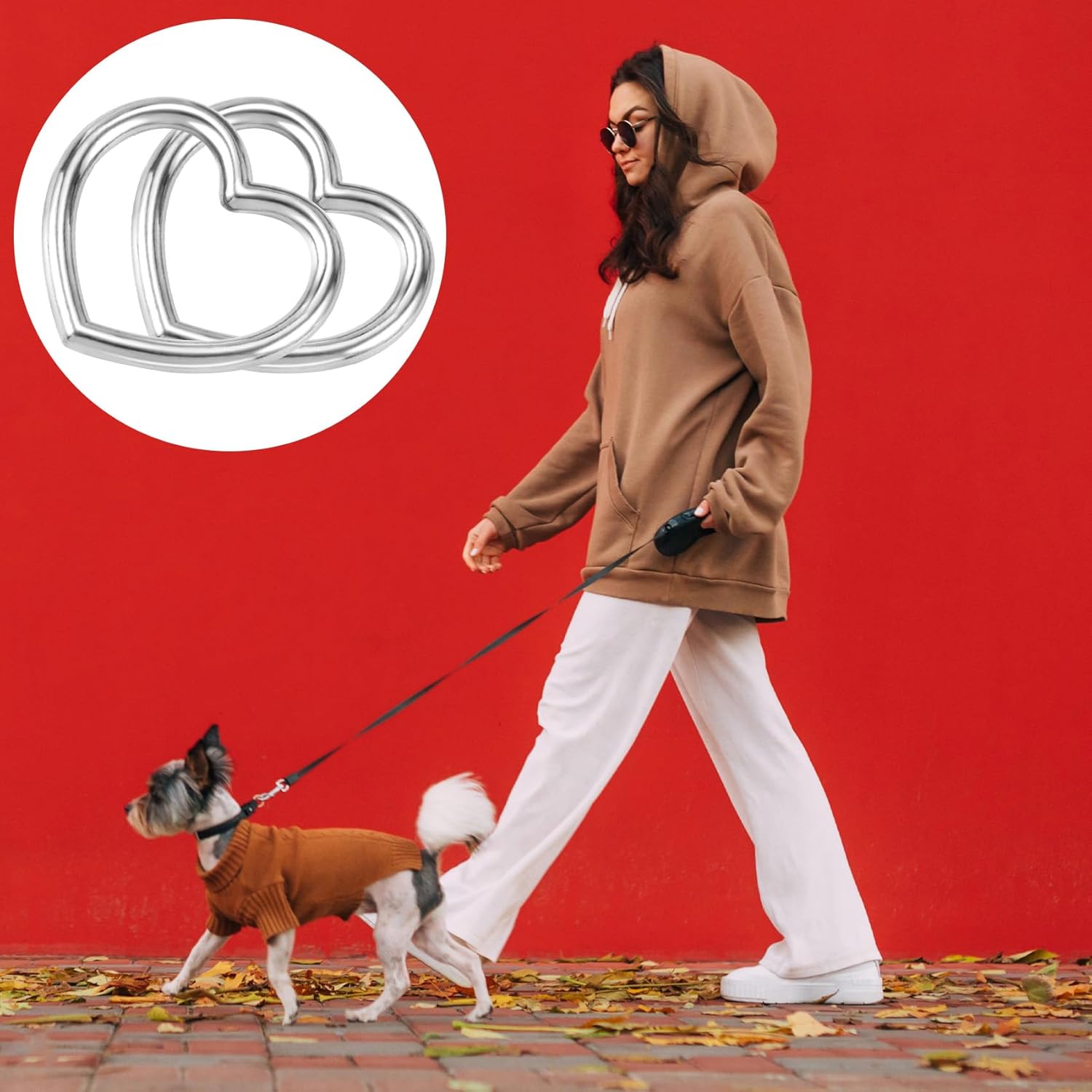 20pcs Heart Shape Craft Ring Buckles, Hollow Metal Linking Rings for Valentines DIY Gothic Punk Leather Choker Necklace Anklet Bracelet Belts Bags Shoes-Silver - Image 6