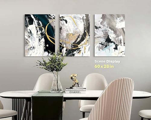 Miniatura 4 de GIFTTWART Lienzo abstracto grande para pared, impresiones de graffiti negro, blanco y dorado para decoración moderna de sala de estar, dormitorio,