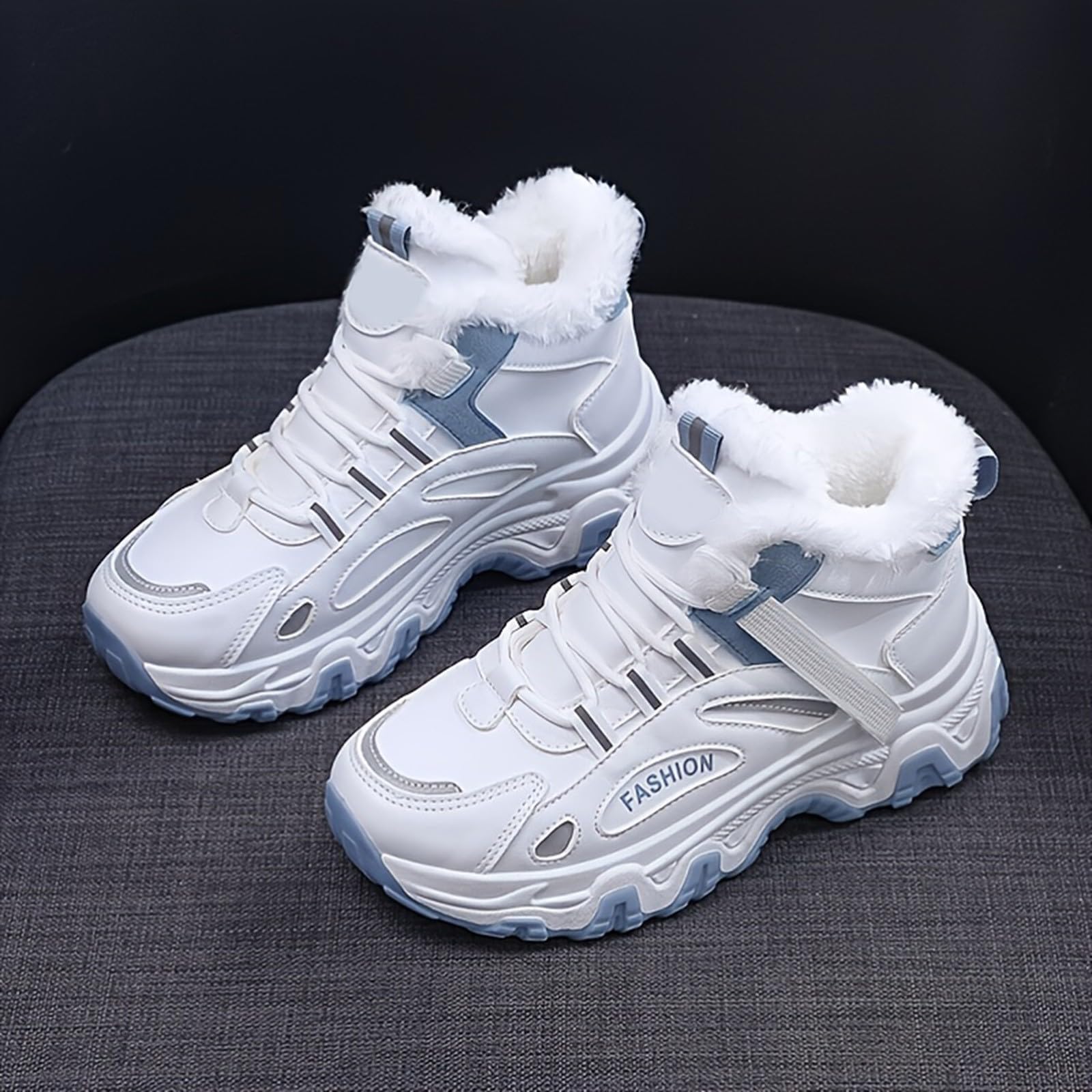 Zapatos de mujer para mujer, zapatos casuales blancos para mujer, color negro, todos los paneles, otoño e invierno, terciopelo plano, tenis altos