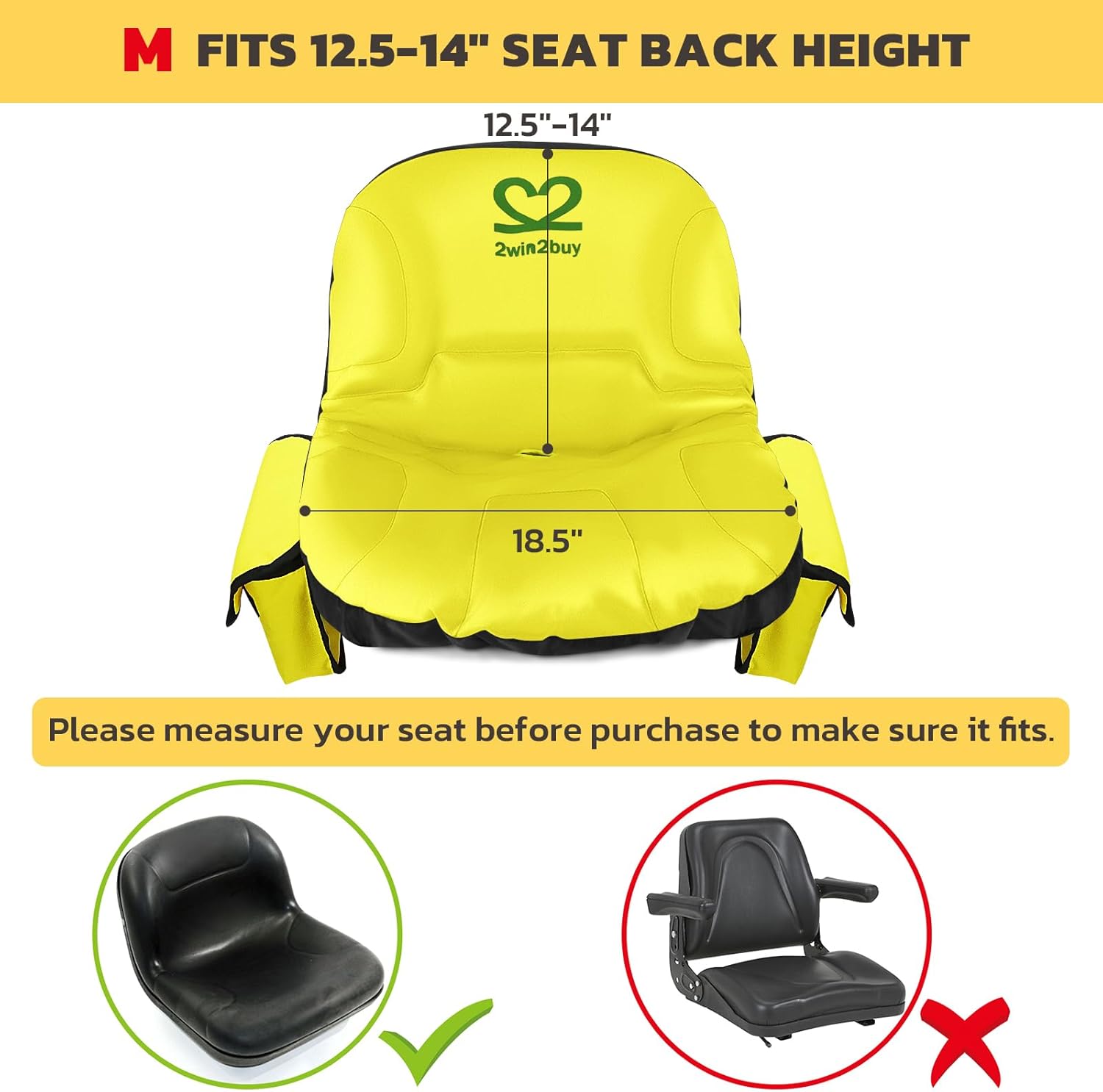 Riding Lawn Mower Seat Cover with Padded and Non Slip Fabric Rubber, 600D Weatherproof Tractor Seat Cover Cushion for John Deere, Cub Cadet, Craftsman, Troy Bilt, Kubota, Ford, Mahindra, Husqvarna