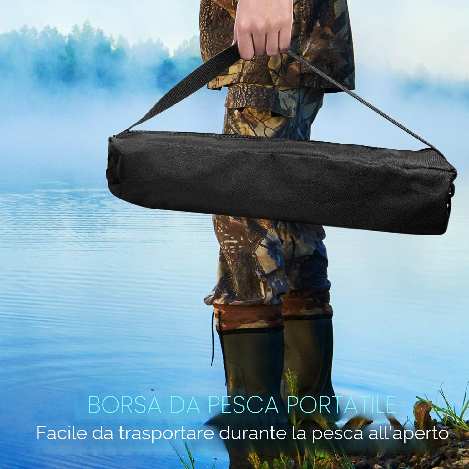 Canna da Pesca Spinning, FISHOAKY Fibra di Carbonio Canne Pesca Telescopica per Acqua Salata & Acqua Dolce | Bambini e Adulti | Barca, Surf, Lago, Daiwa, Diga, Mare, Junior