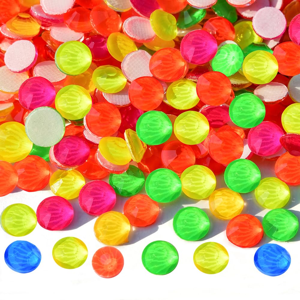 Blinginbox Hotfix Rhinestones,288pcs Hot Fix Rhinestones for Crafts,Clothes,Decoration,Mixed Color Neon,SS30