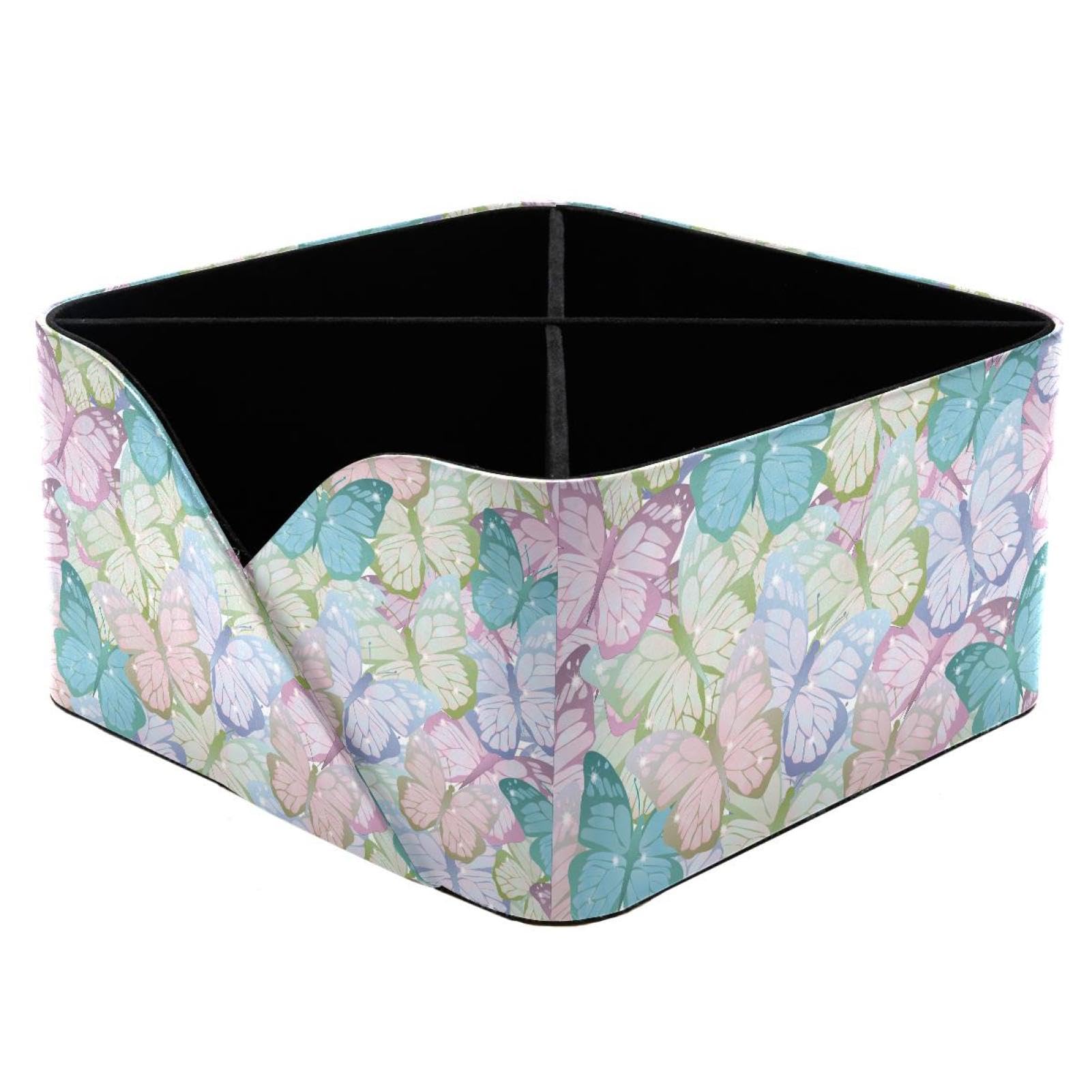 KengjuTesu Butterflies Desktop Organizer Pen Holder, Rectangular Pencil Cup for Office, Study and Makeup Stations