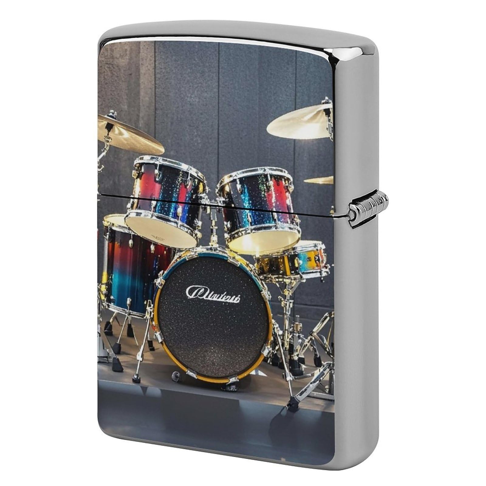 Cool Drum Set Lighter Case for Men, Personalized Lighter Cover for Valentine's Day Gifts, Flip-Top Lighters Shell for Outdoor, Portable Lighters Protective Sleeve