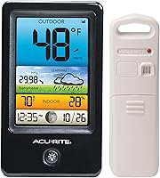 Vista 1 de AcuRite 00509 Estación meteorológica a color con recuento de temperatura/humedad/pronóstico, blanco y negro