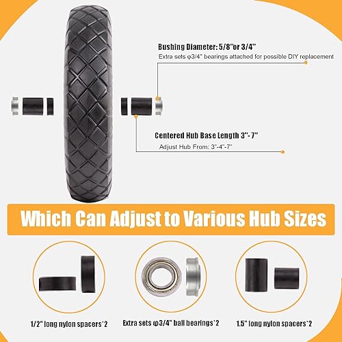 Miniatura 4 de Neumáticos para carretilla 4.804.00-8 sin planos, ruedas sólidas universales de 16 pulgadas con rodamientos de 58 pulgadas y 34 pulgadas para