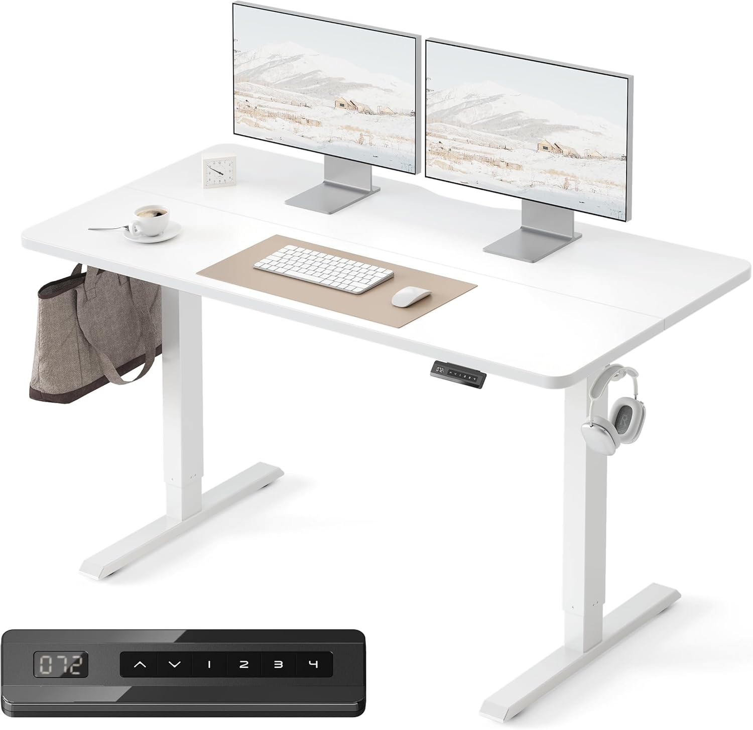 FEZIBO electric standing desk 55x24 in white frame