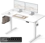 FEZIBO Bureau permanent 47 x 24 Inch, Bureau réglable en hauteur avec boutons de mémoire, Bureau de sit électrique avec 7th Gen Système d'ascenseur, table de bureau d'accueil avec panneau d'asphalte (Maple)