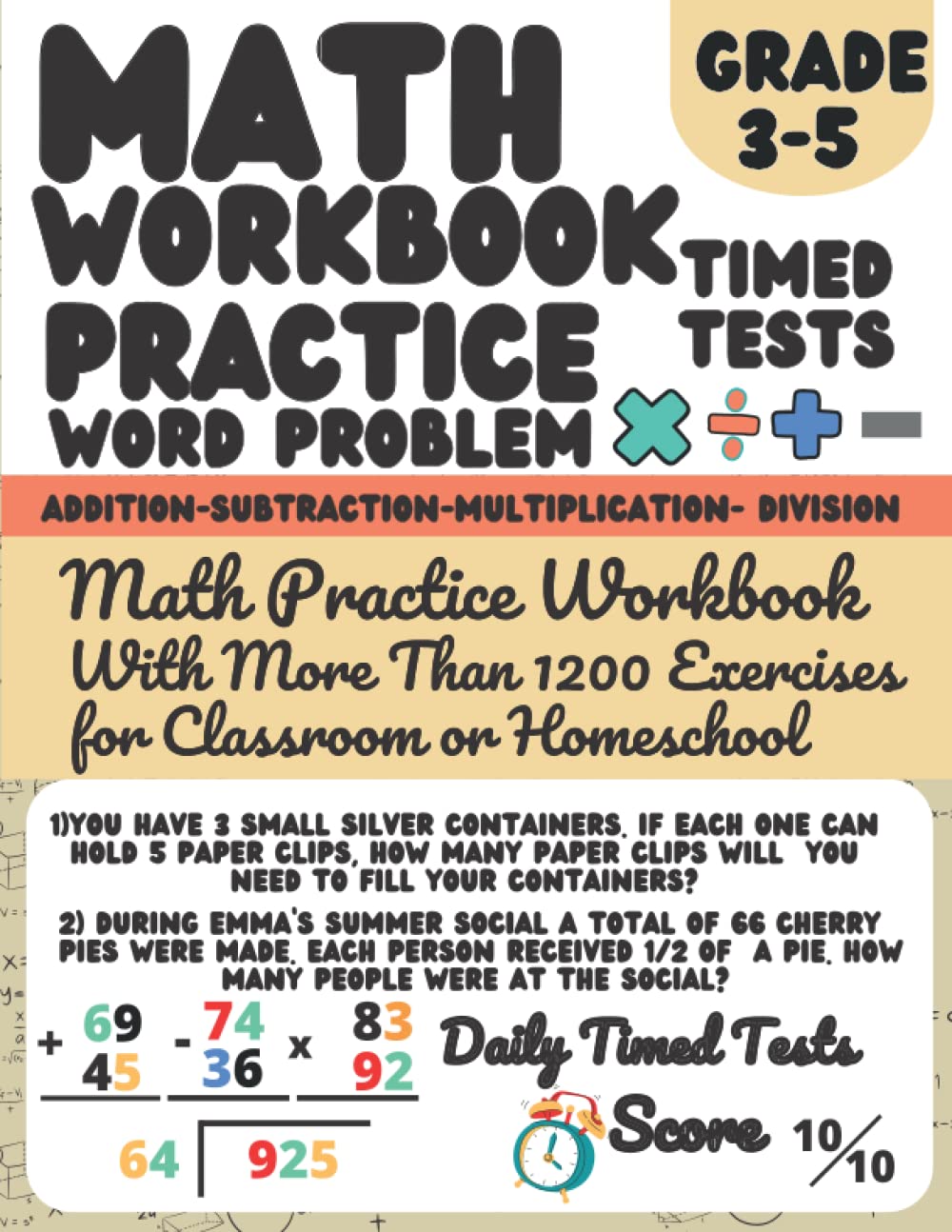 Word Problems Math Workbook for 3rd 4th 5th Grade, Addition,Subtraction,multiplication and Division: Math Word Problems for Grade 4 and Grade 5 With ... for Homework and Revision or Classroom