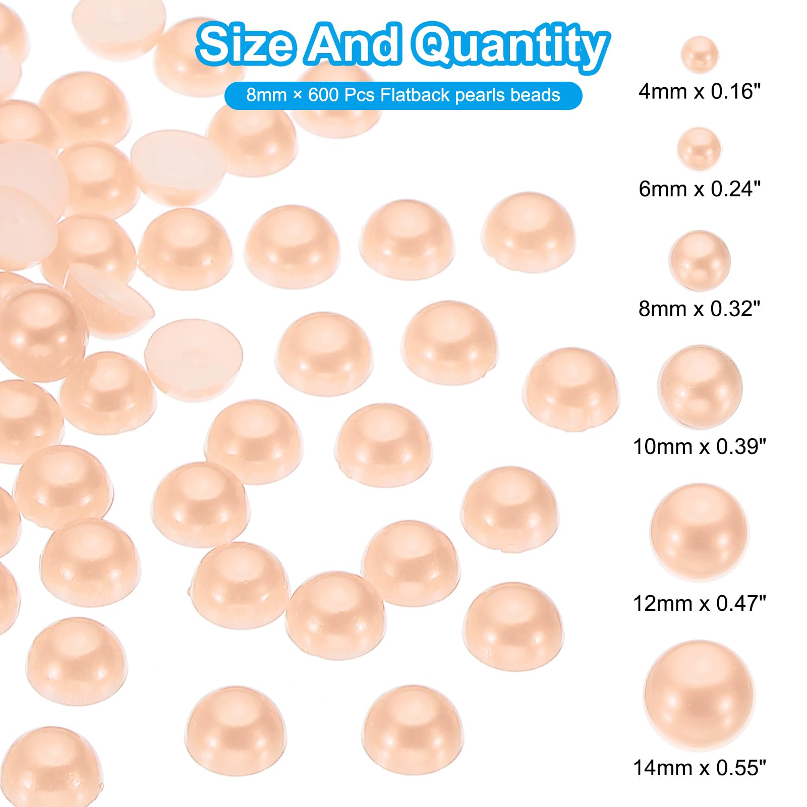 PATIKIL 600Pcs Flatback Pearls Beads for Crafting 8mm Half Round Resin Beads Flatback Pearls for Nail Charms Handmade Phone Case Embellishment - Image 2
