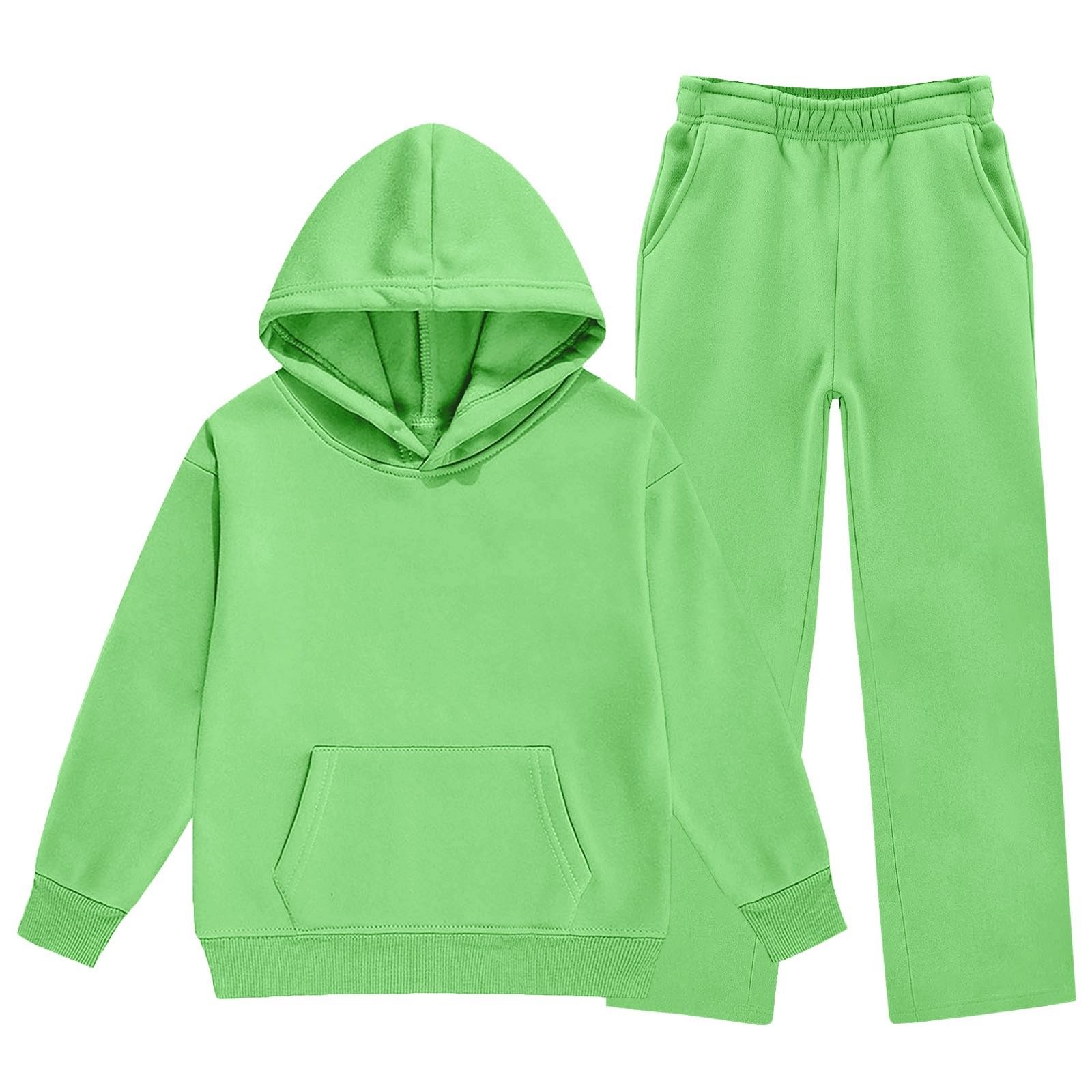 WINWUQB - Tuta da ragazza con cappuccio e gamba larga, 2 pezzi | Accogliente Scuola Sport Outfits Pantaloni Maglione Vacanza Autunno Inverno Casual Traspirante Bambini Tuta