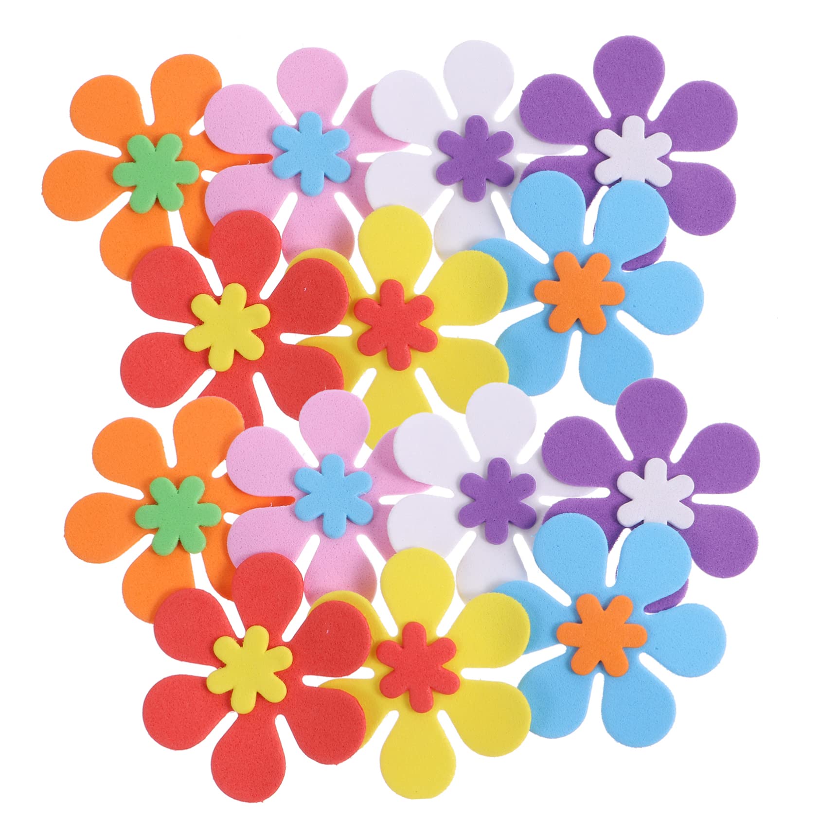 Autocollants fleurs mousse multicolores en relief pour loisirs créatifs