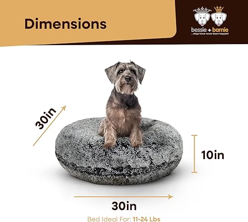 Miniatura 3 de Bessie and Barnie Bagel - Cama para perro de piel sintética extra afelpada - Cama circular para perro - Forro impermeable y funda lavable extraíble
