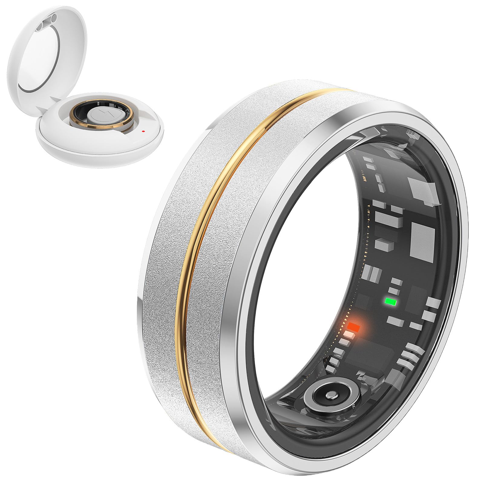 Inteligentny pierścień fitness z Bluetooth 5.1, tracker do pomiaru tętna, tlenu we krwi, snu, krokomierza, monitorowania aktywności, wodoszczelności IP68, dla kobiet i mężczyzn, obsługa systemów