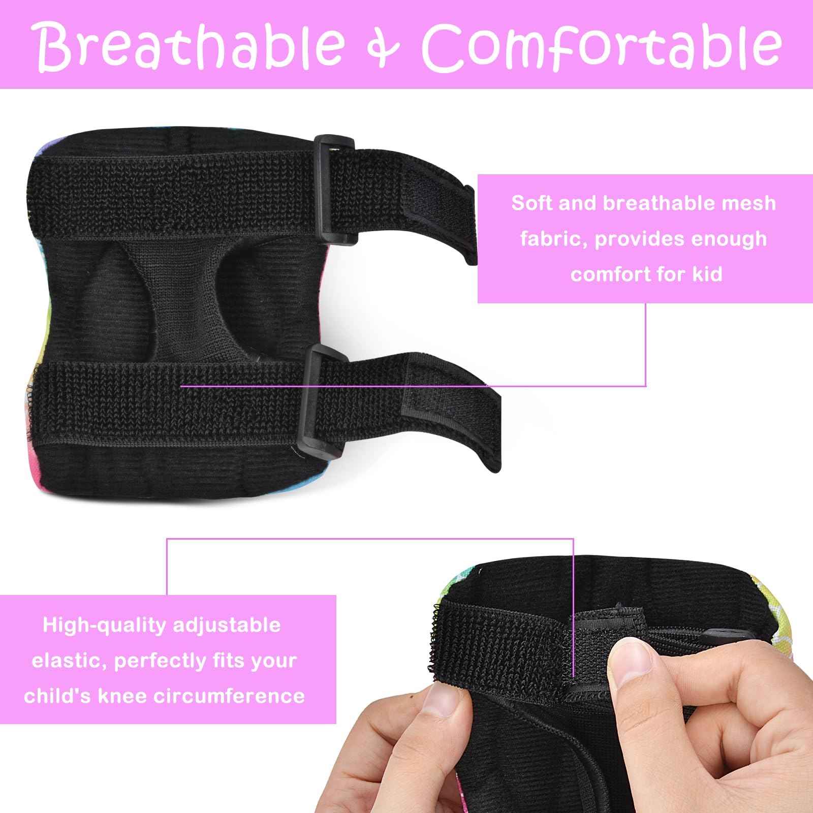 Genouillères pour enfants, équipement de protection réglable avec sac en maille, genouillères et coudières, protège-poignets pour filles, enfants, patins à roulettes, cyclisme, skateboard