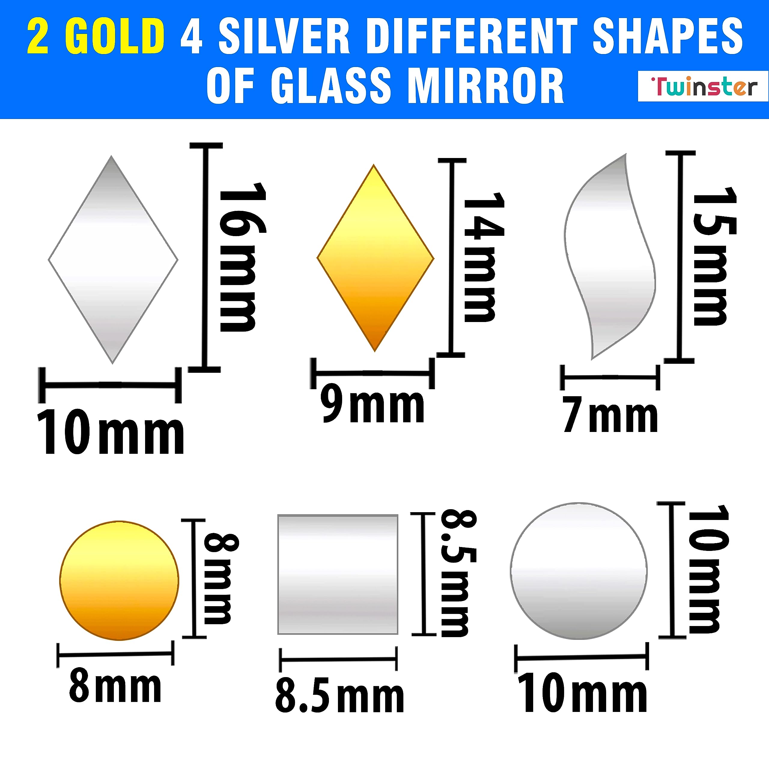 Twinster Mirrors for Craft Work (6 Different Shapes, 900 Total Pieces) Lippan Art Craft Materials Kit Decorative Mirrors DIY Best Kit 1